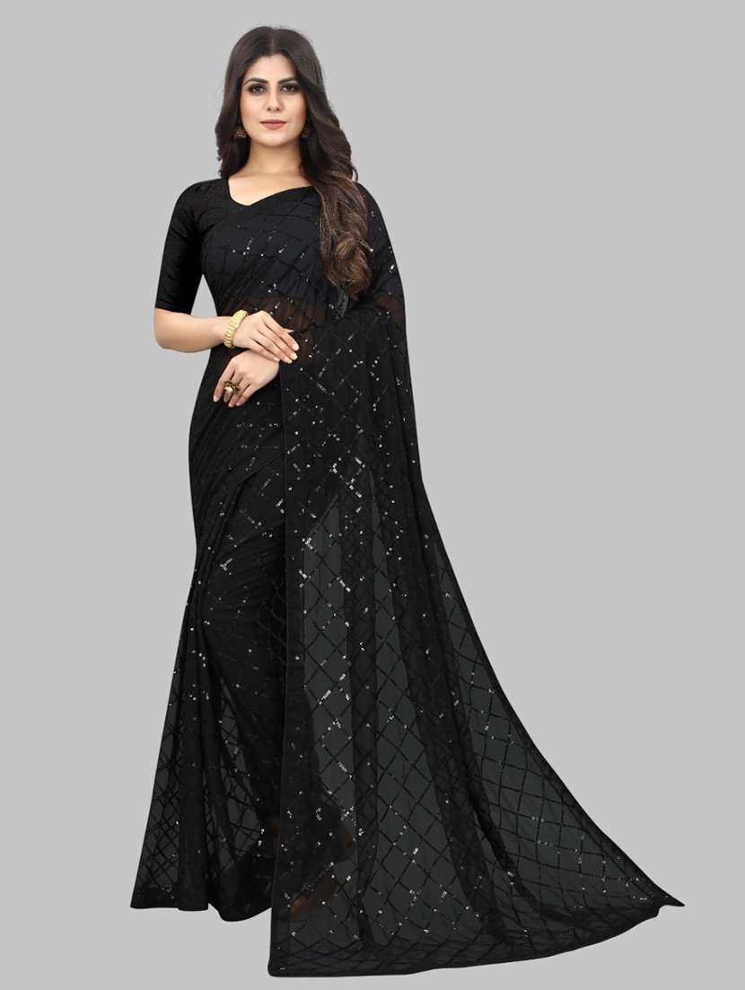 women solid with work embellished saree with blouse - 22103220 -  Zoom Image - 0