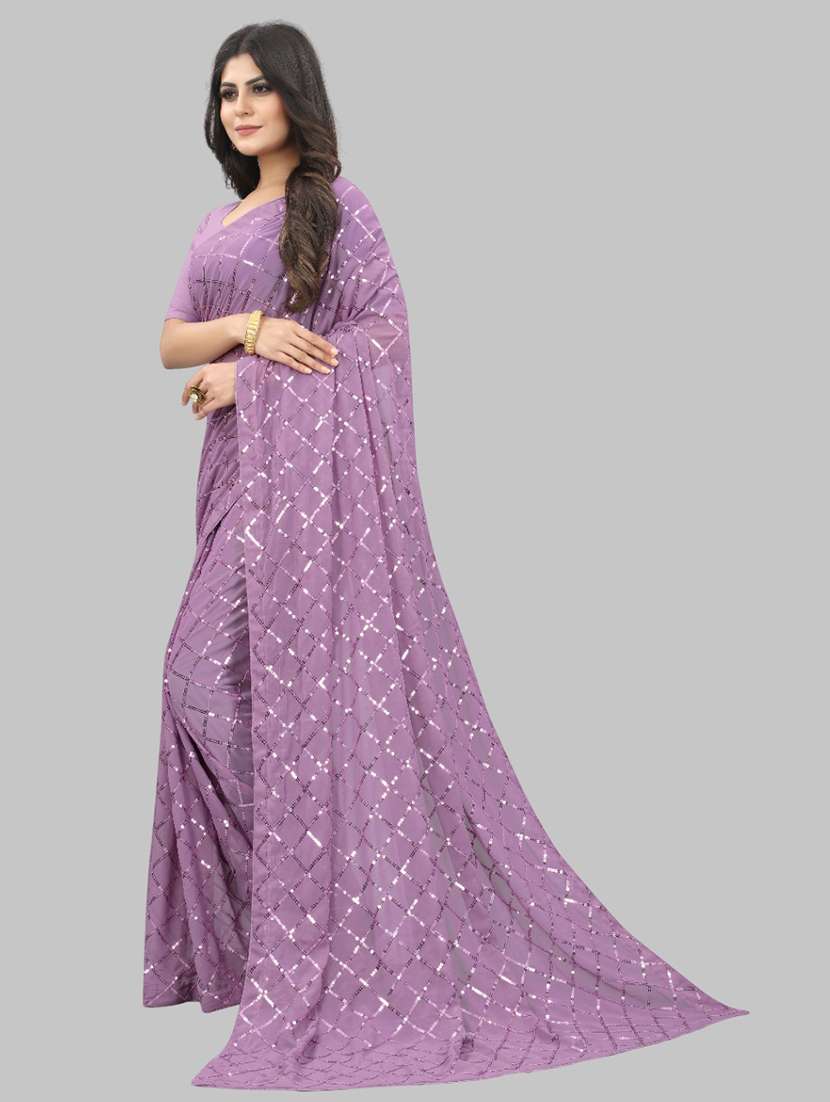 women solid with work embellished saree with blouse - 22103221 -  Standard Image - 3