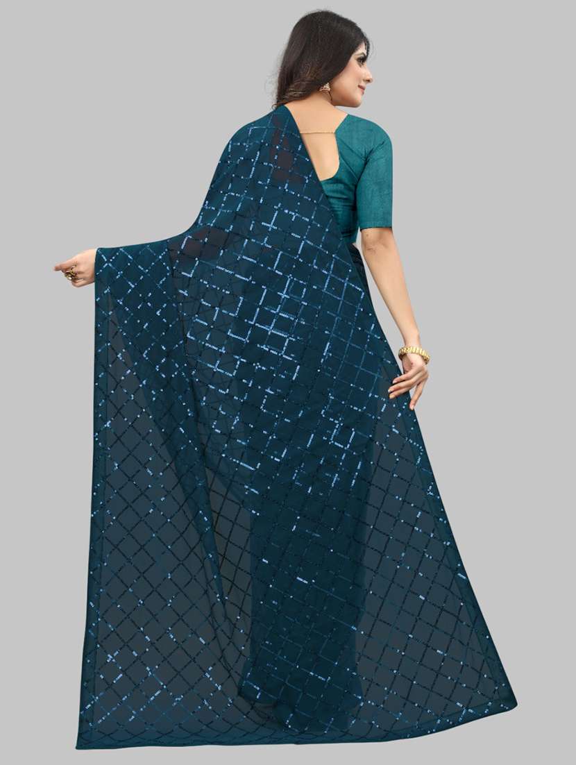 women solid with work embellished saree with blouse - 22103224 - Standard Image - 3