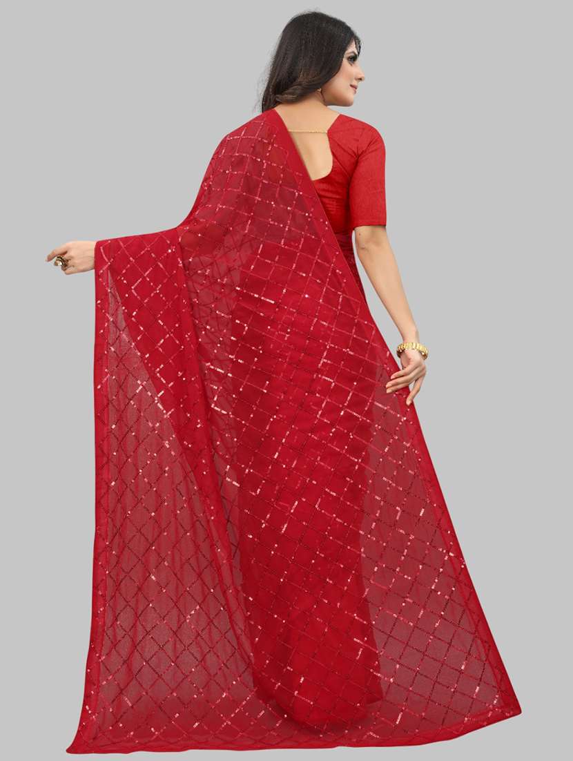 women solid with work embellished saree with blouse - 22103225 - Standard Image - 3