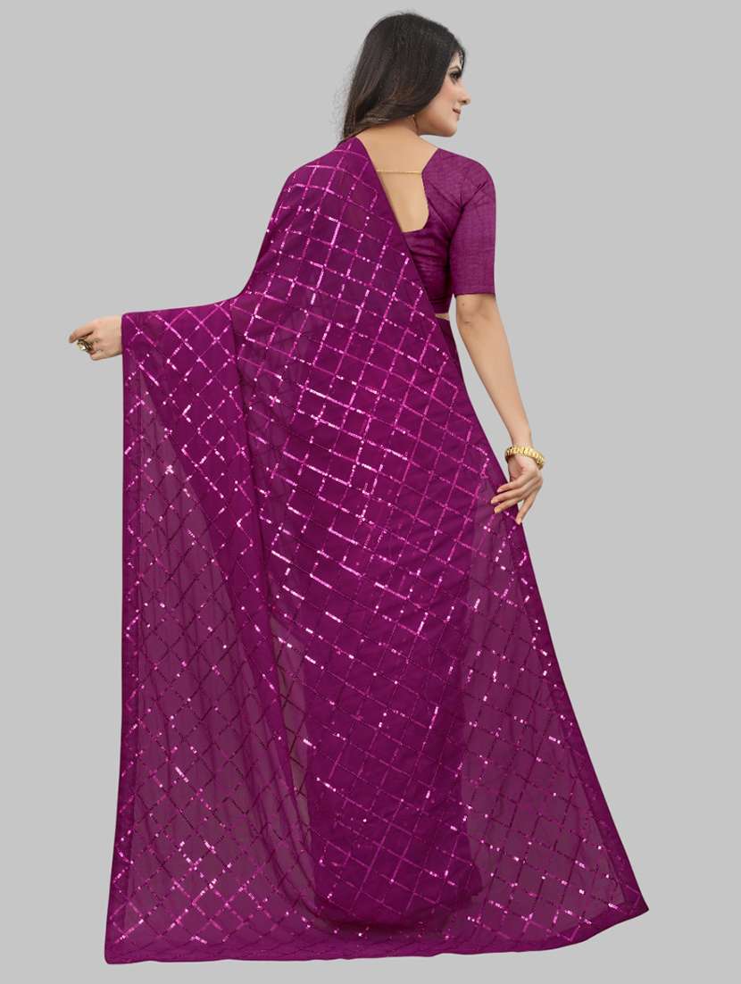 women solid with work embellished saree with blouse - 22103226 - Standard Image - 3