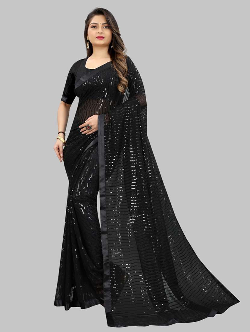 women solid with work embellished saree with blouse - 22103232 -  Zoom Image - 0