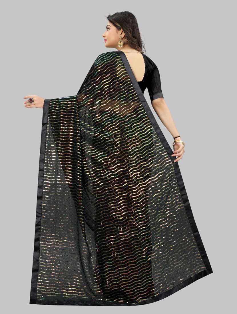 women solid with work embellished saree with blouse - 22103233 - Standard Image - 3
