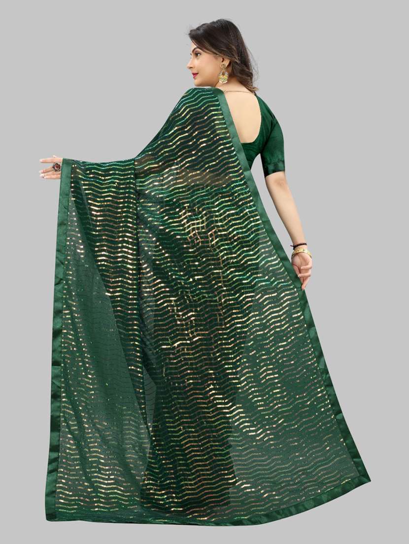 women solid with work embellished saree with blouse - 22103235 - Standard Image - 3