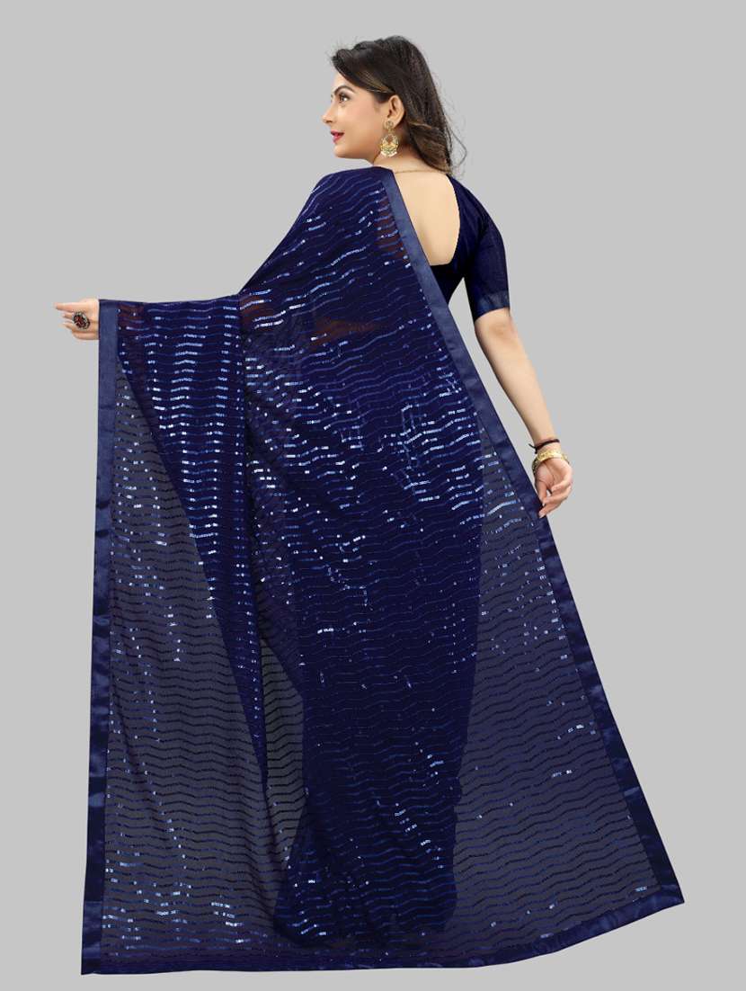 women solid with work embellished saree with blouse - 22103236 - Standard Image - 3