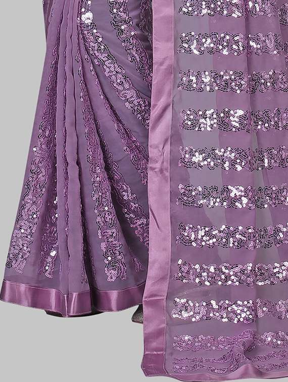 women solid with work embellished saree with blouse - 22103240 - Standard Image - 5
