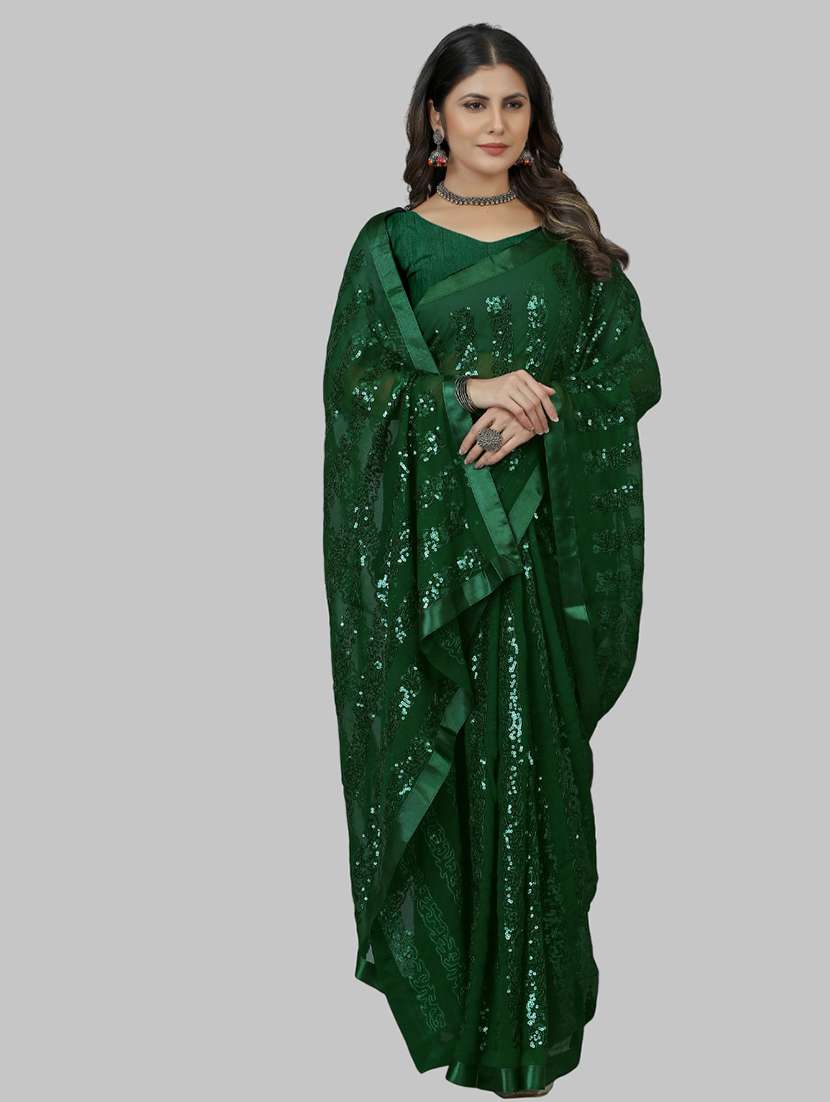 women solid with work embellished saree with blouse - 22103241 -  Standard Image - 3
