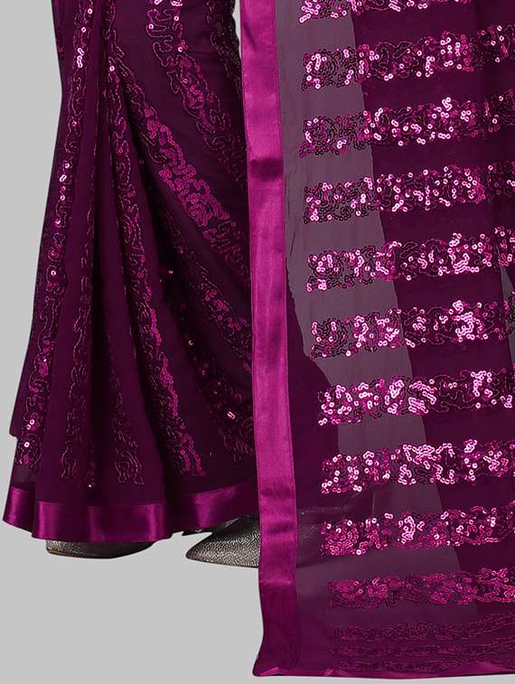 women solid with work embellished saree with blouse - 22103242 - Standard Image - 5