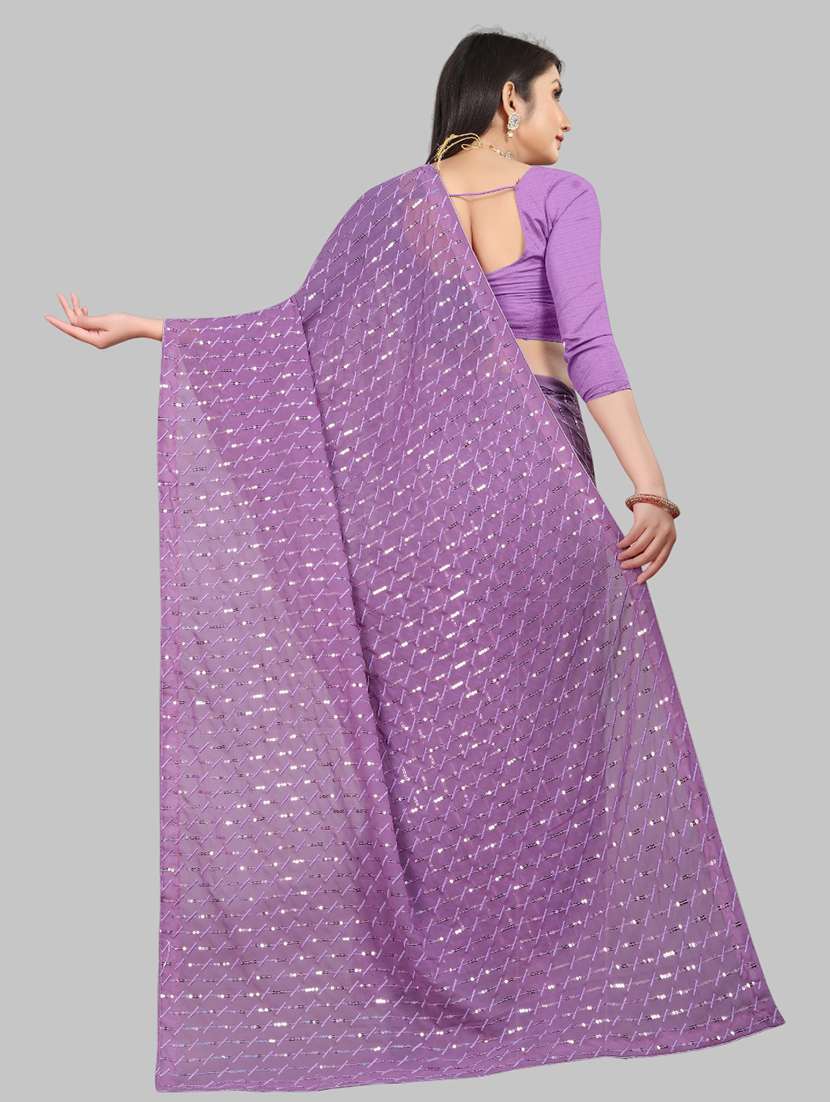women solid with work embellished saree with blouse - 22103244 - Standard Image - 3