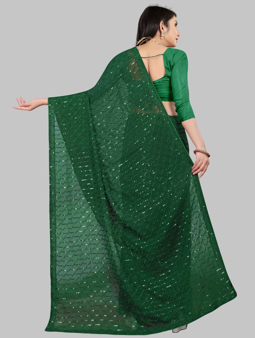 women solid with work embellished saree with blouse - 22103245 - Standard Image - 3