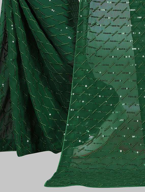 women solid with work embellished saree with blouse - 22103245 - Standard Image - 5