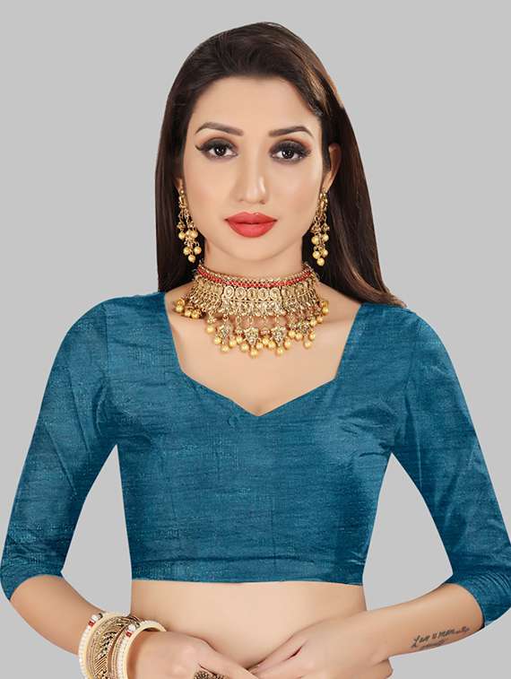 women solid with work embellished saree with blouse - 22103246 -  Standard Image - 5