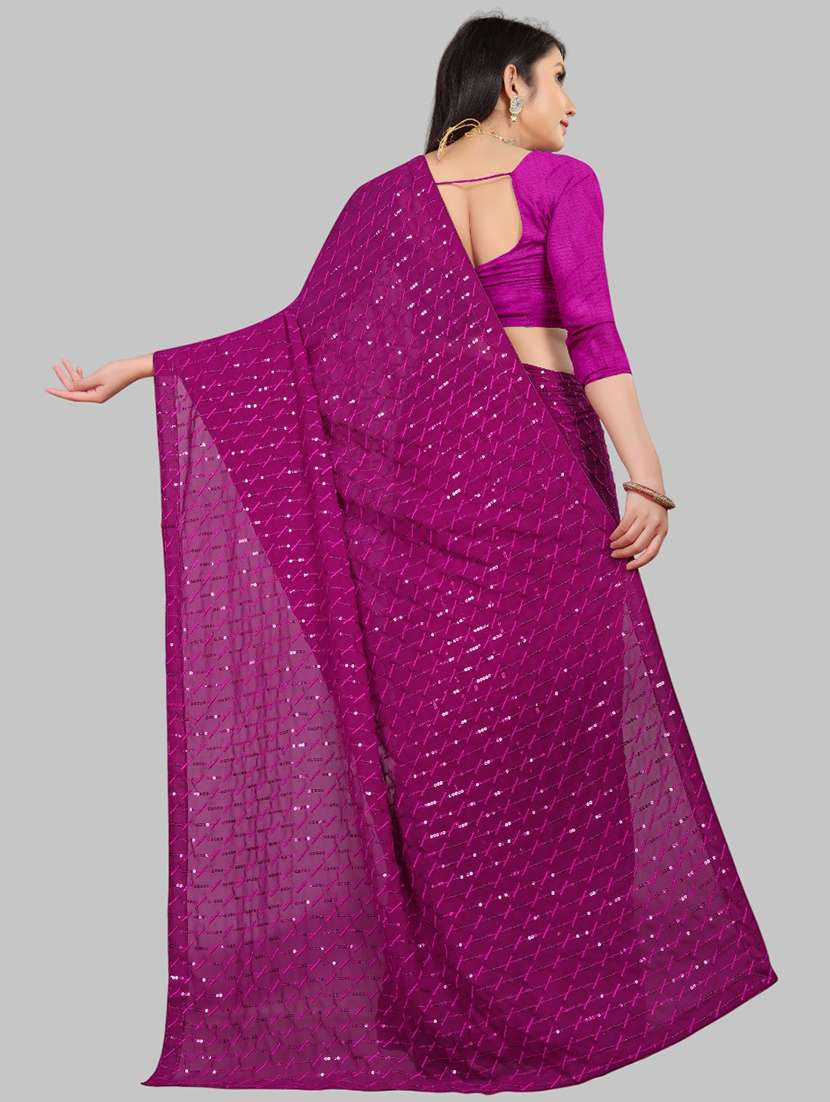 women solid with work embellished saree with blouse - 22103247 - Standard Image - 3