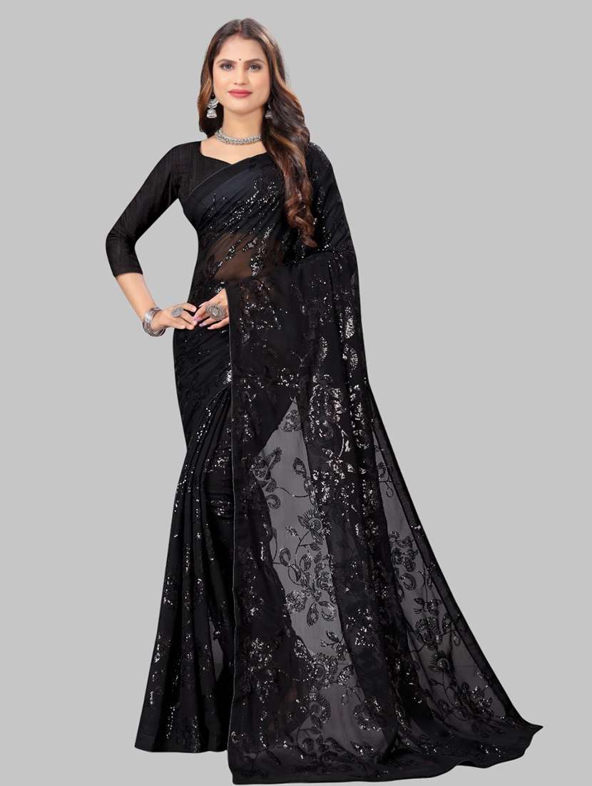 women solid with work embellished saree with blouse - 22103248 -  Zoom Image - 0