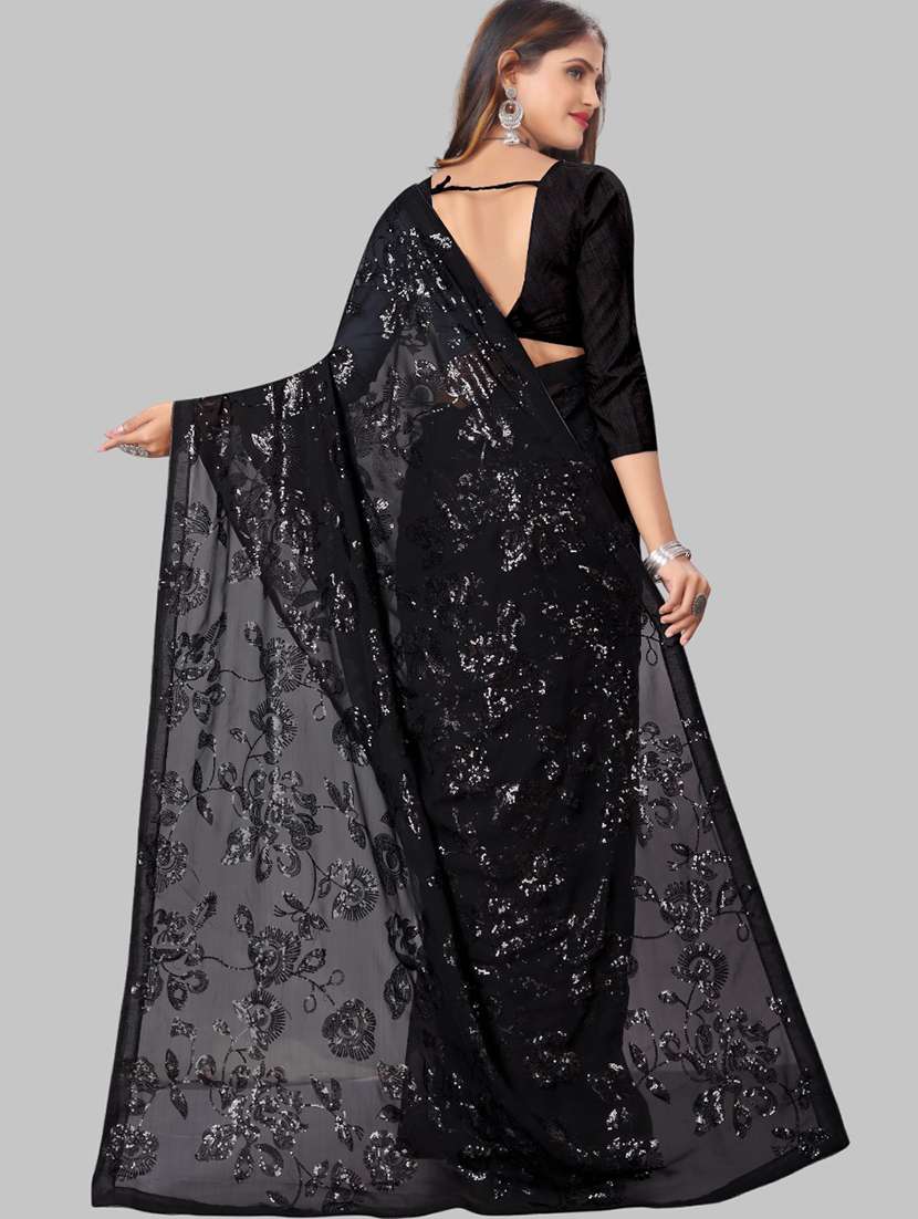 women solid with work embellished saree with blouse - 22103248 - Standard Image - 3