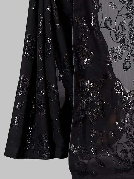 women solid with work embellished saree with blouse - 22103248 - Standard Image - 5
