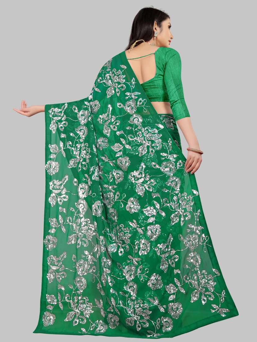 women solid with work embellished saree with blouse - 22103250 -  Standard Image - 3