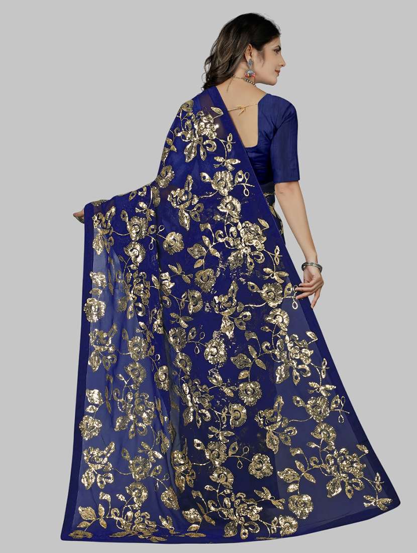 women solid with work embellished saree with blouse - 22103253 -  Standard Image - 3