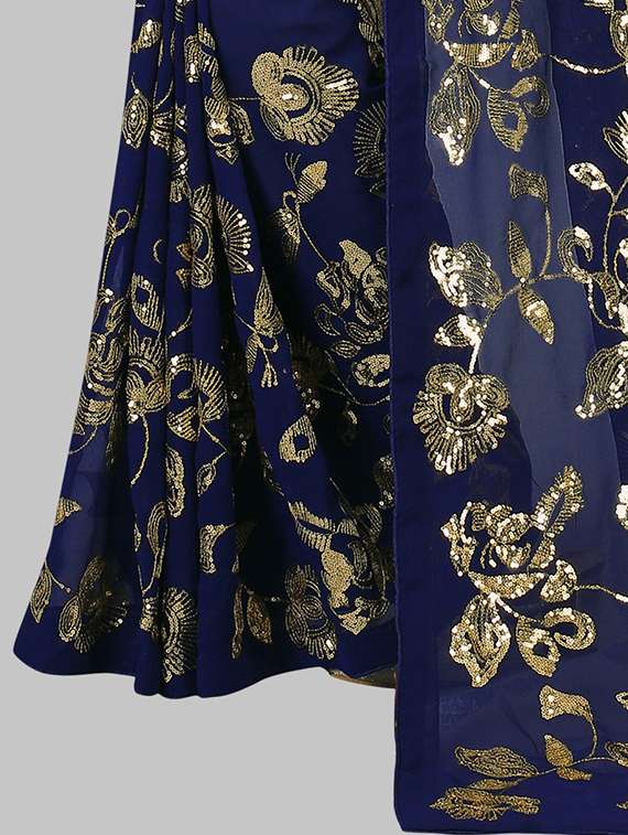 women solid with work embellished saree with blouse - 22103253 -  Standard Image - 5