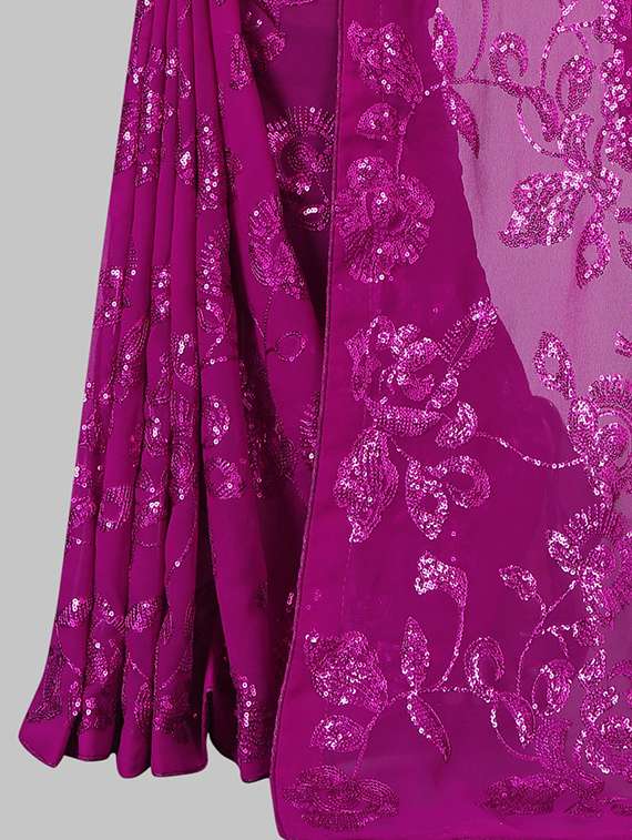 women solid with work embellished saree with blouse - 22103256 -  Standard Image - 5