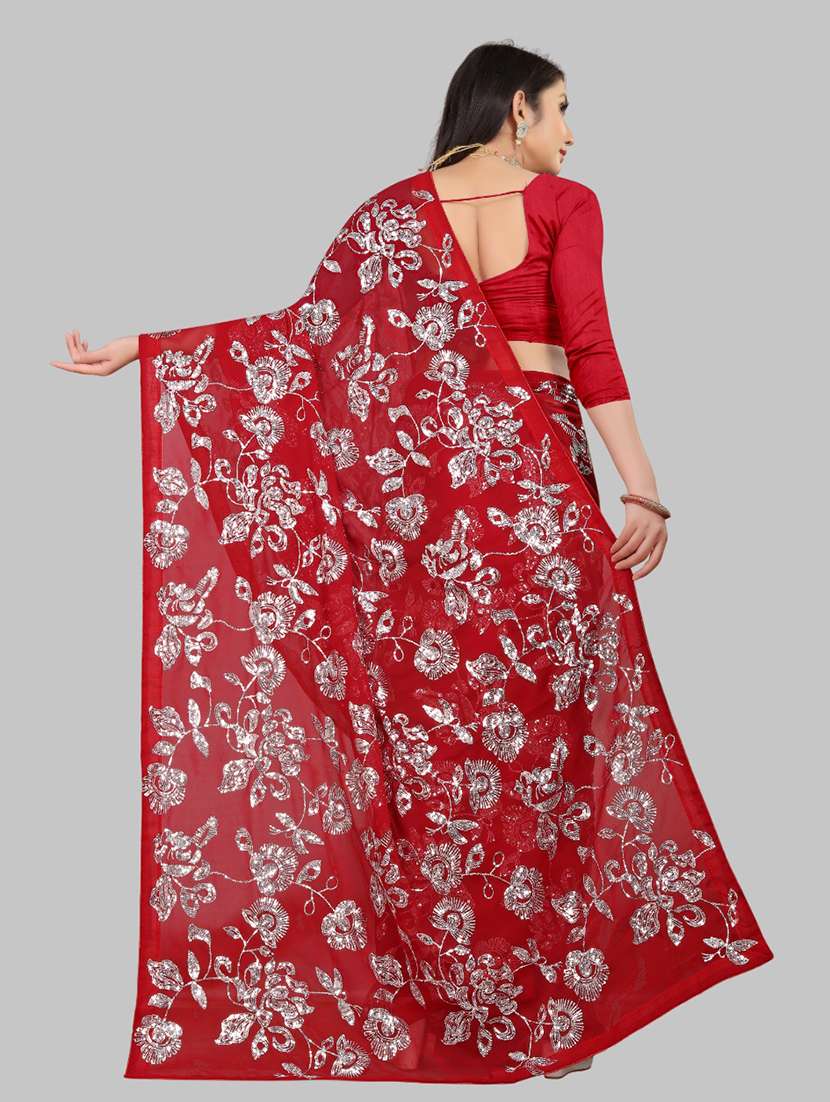 women solid with work embellished saree with blouse - 22103257 - Standard Image - 3