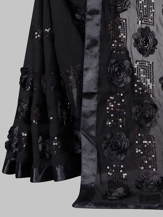 women solid with work embellished saree with blouse - 22103259 - Standard Image - 5