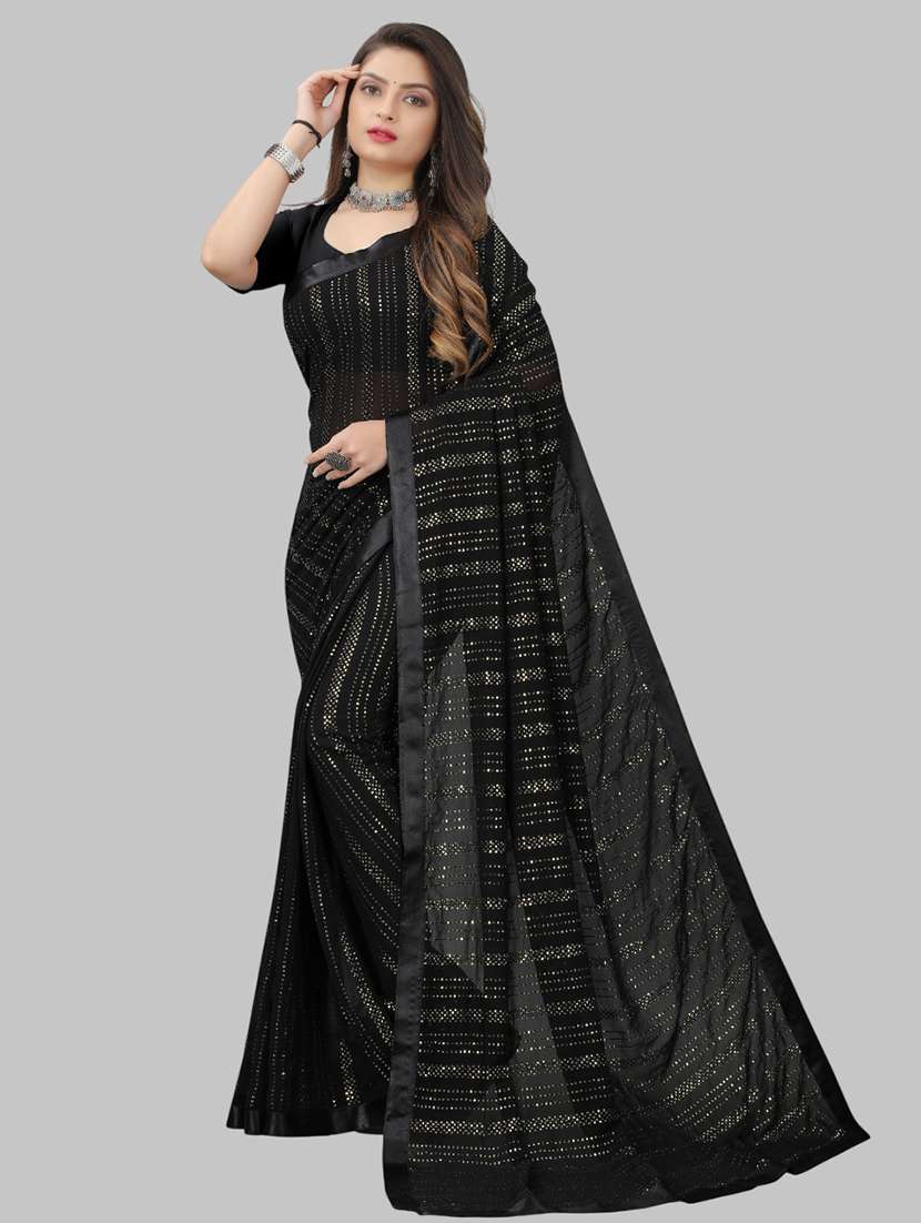 women solid with work embellished saree with blouse - 22103265 -  Zoom Image - 0