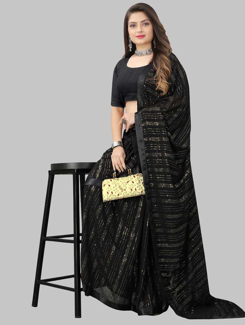 women solid with work embellished saree with blouse - 22103265 - Standard Image - 3