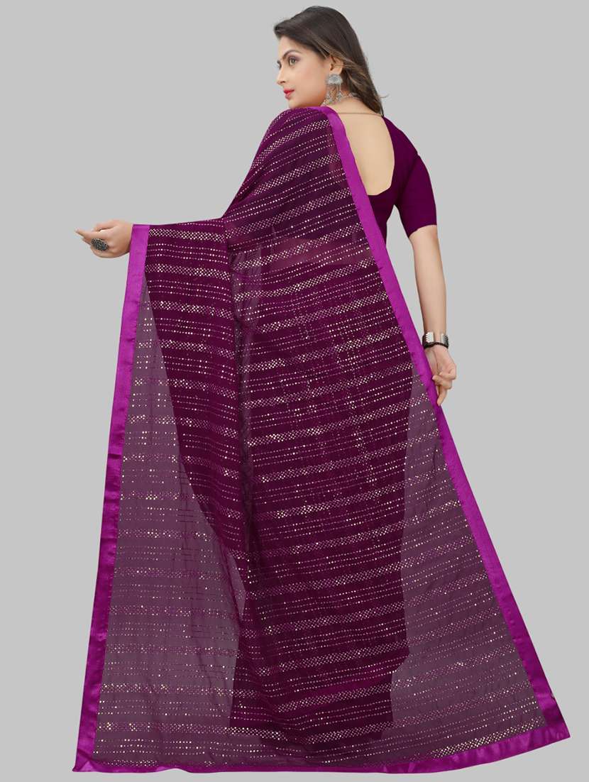 women solid with work embellished saree with blouse - 22103268 - Standard Image - 3