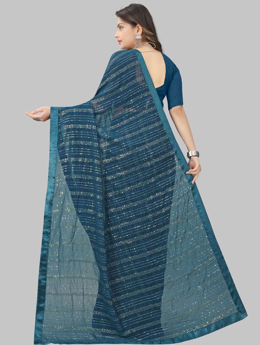 women solid with work embellished saree with blouse - 22103269 - Standard Image - 3