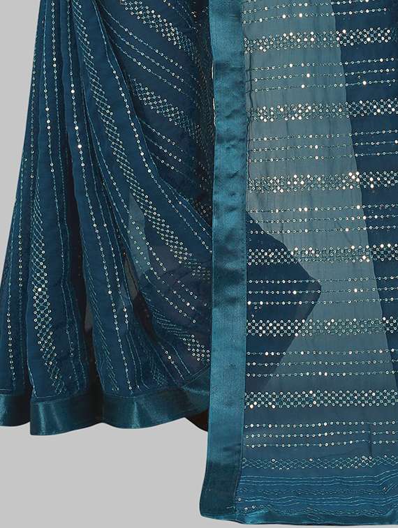 women solid with work embellished saree with blouse - 22103269 - Standard Image - 5