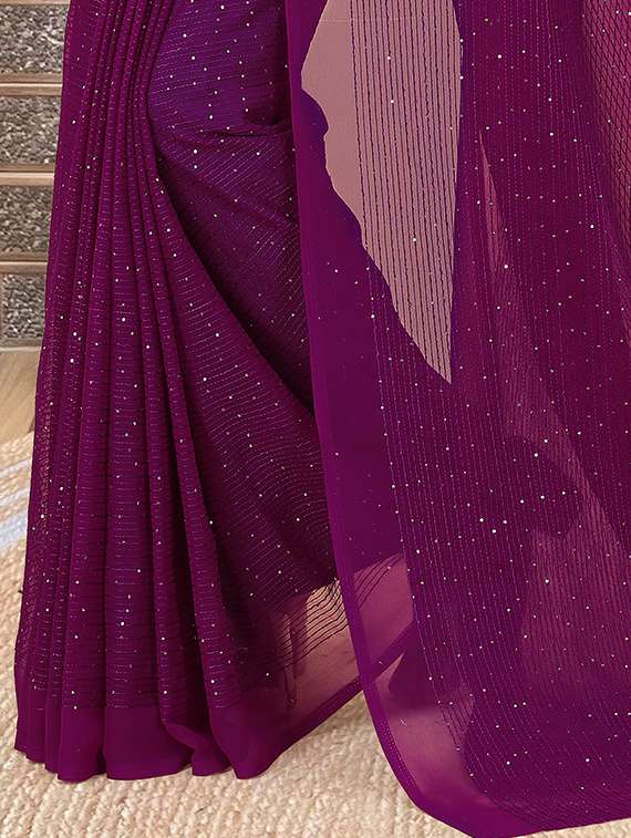 women solid with work embellished saree with blouse - 22103278 - Standard Image - 5