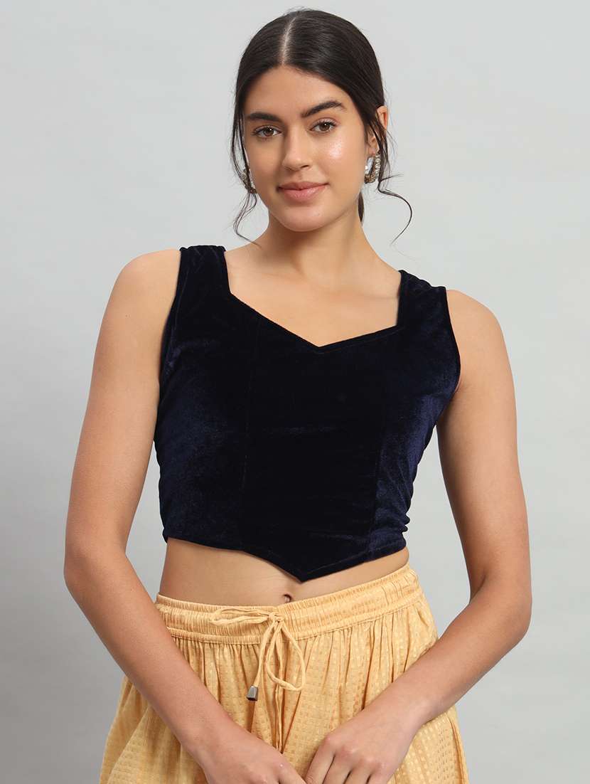 women solid sleeveless stitched blouse