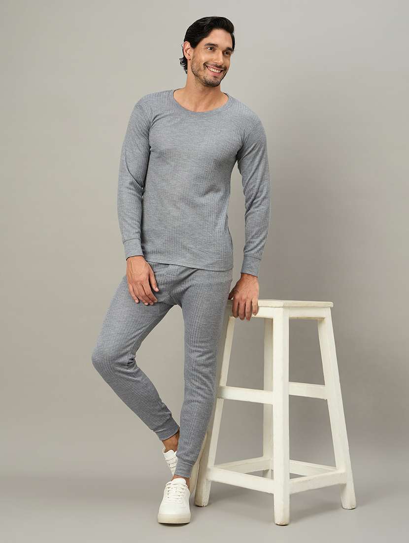 men solid full sleeve thermal set - 22103288 -  Standard Image - 3