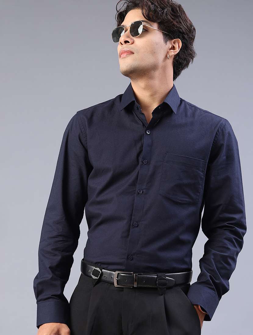 men solid long sleeve regualr fit formal shirt