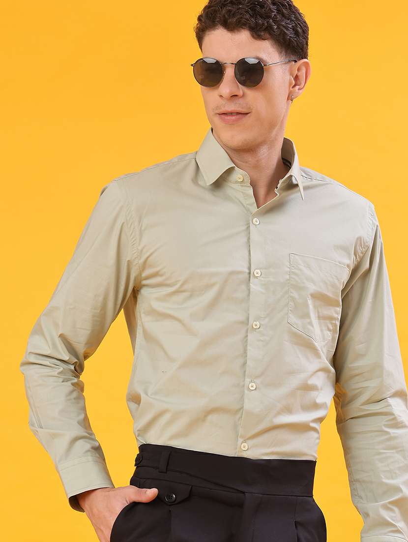 men solid long sleeve regualr fit formal shirt