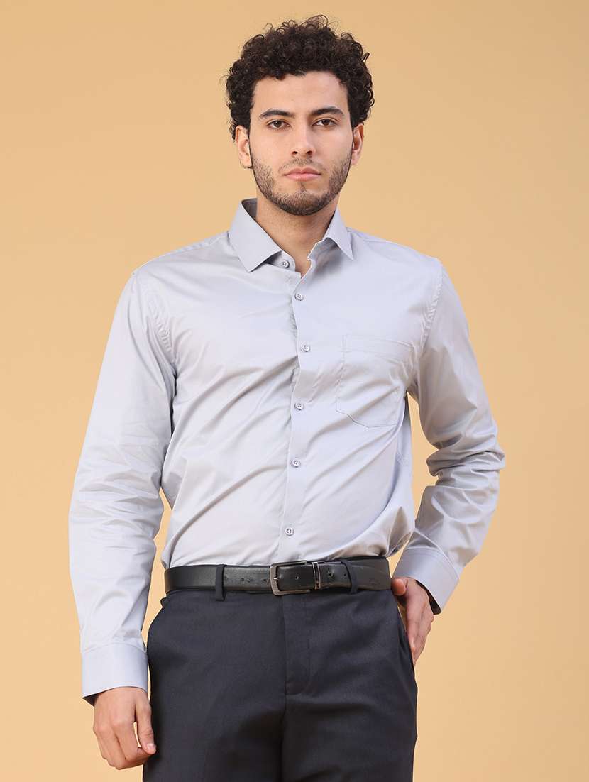 men solid long sleeve slim fit formal shirt