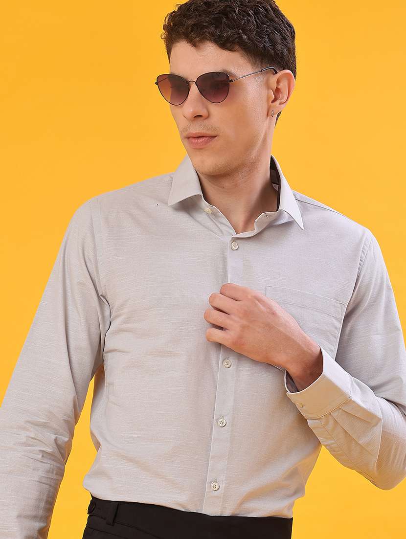 men solid long sleeve regualr fit formal shirt