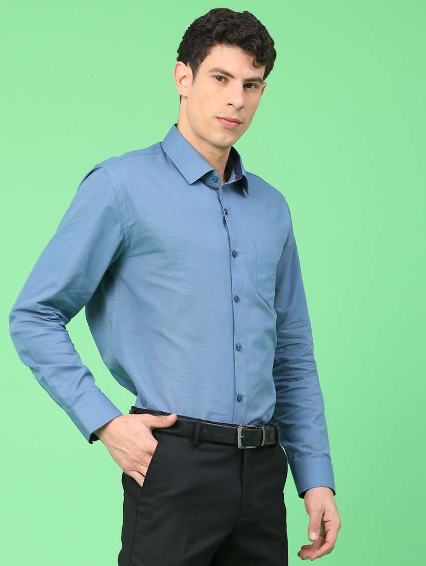men solid long sleeve slim fit formal shirt - 22105378 -  Standard Image - 3