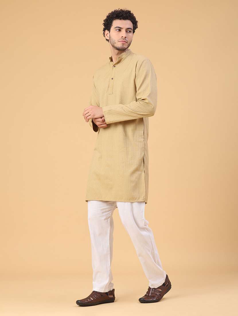 men self design mandarin kurta pyjama ethnic wear set - 22105386 -  Standard Image - 3