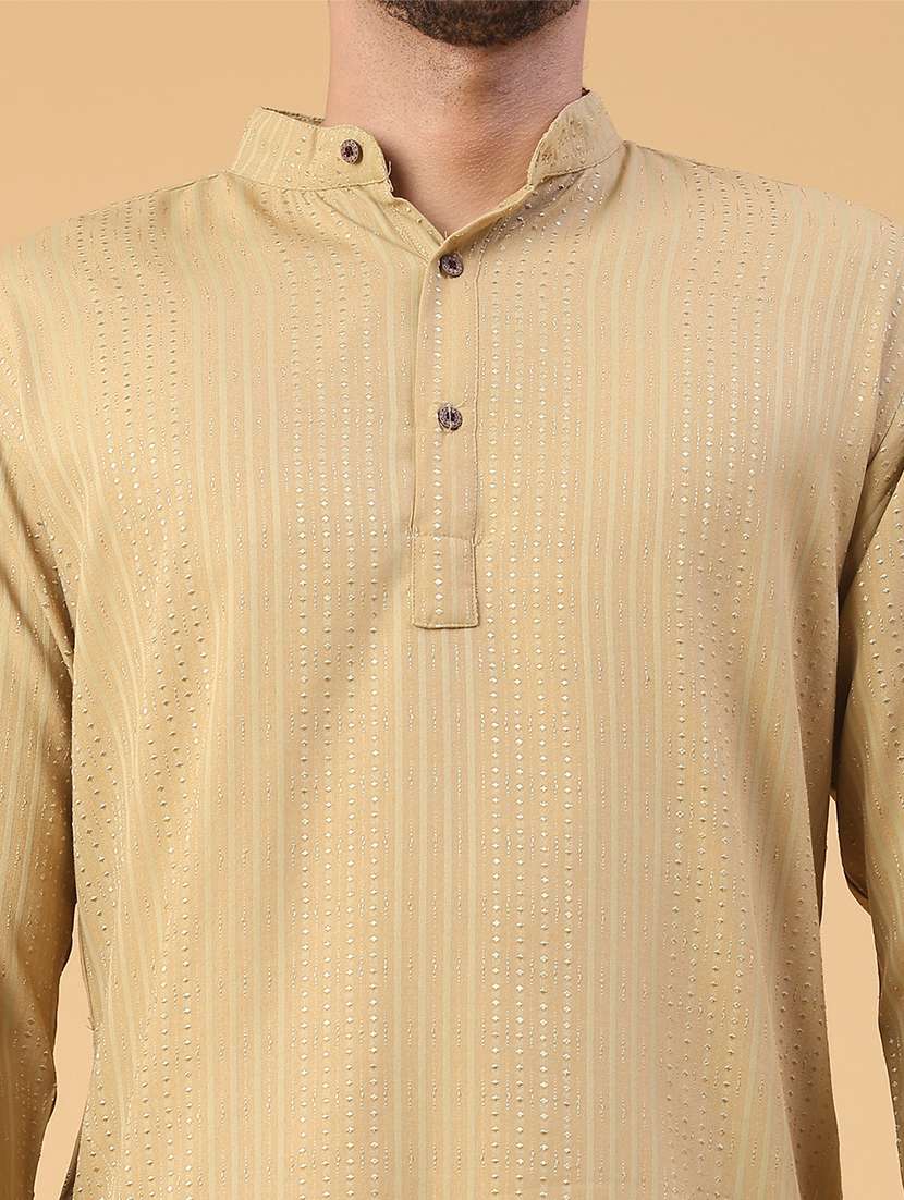 men self design mandarin kurta pyjama ethnic wear set - 22105386 -  Standard Image - 5
