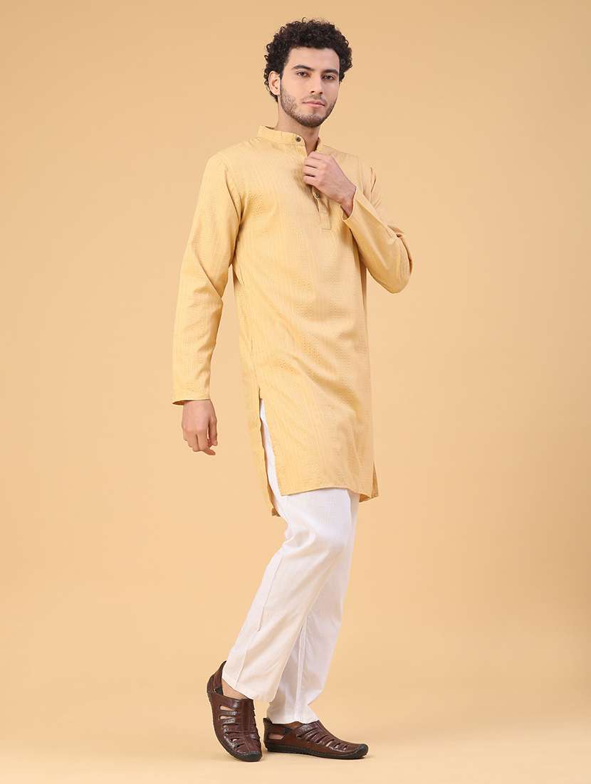 men self design mandarin kurta pyjama ethnic wear set - 22105387 -  Standard Image - 3