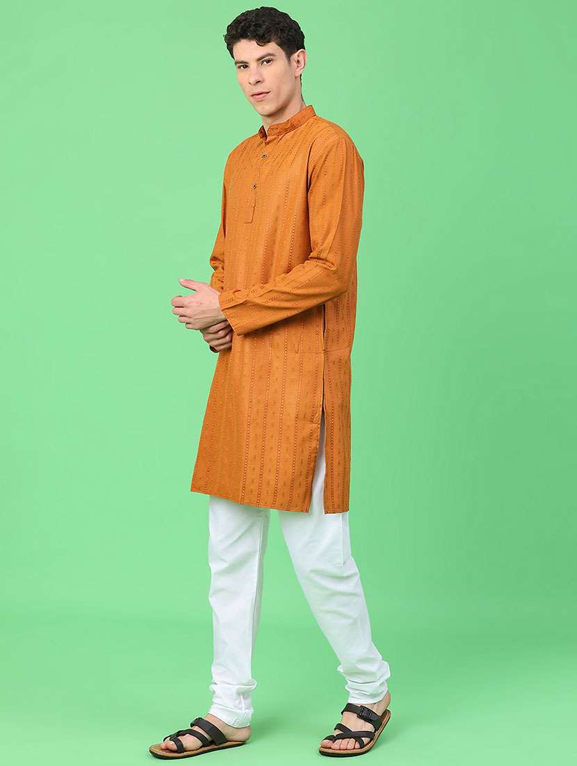 men self design mandarin neck kurta churidar ethnic wear set - 22105390 -  Standard Image - 3