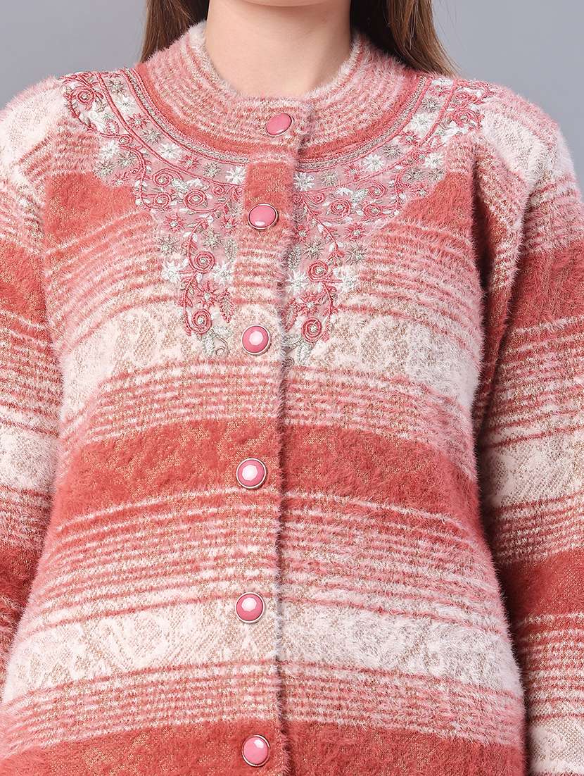 women self designed long sleeve cardigan - 22105399 -  Standard Image - 5