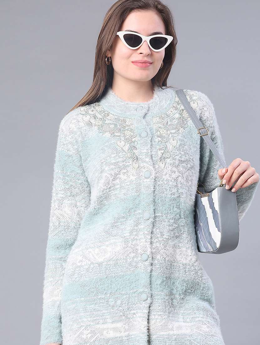 women self designed long sleeve cardigan