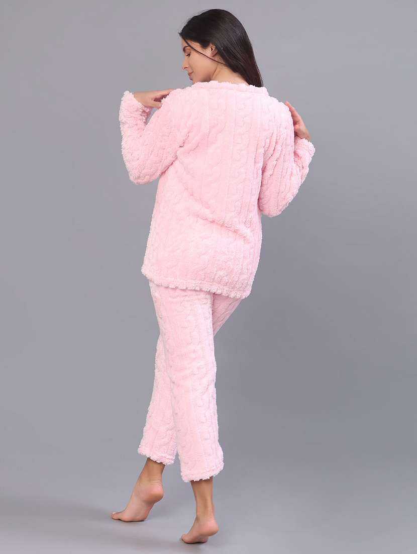 women solid nightwear pyjama set - 22105406 -  Standard Image - 3