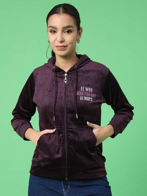 women typographic long sleeve hooded sweatshirt - 22105419 -  Standard Image - 0