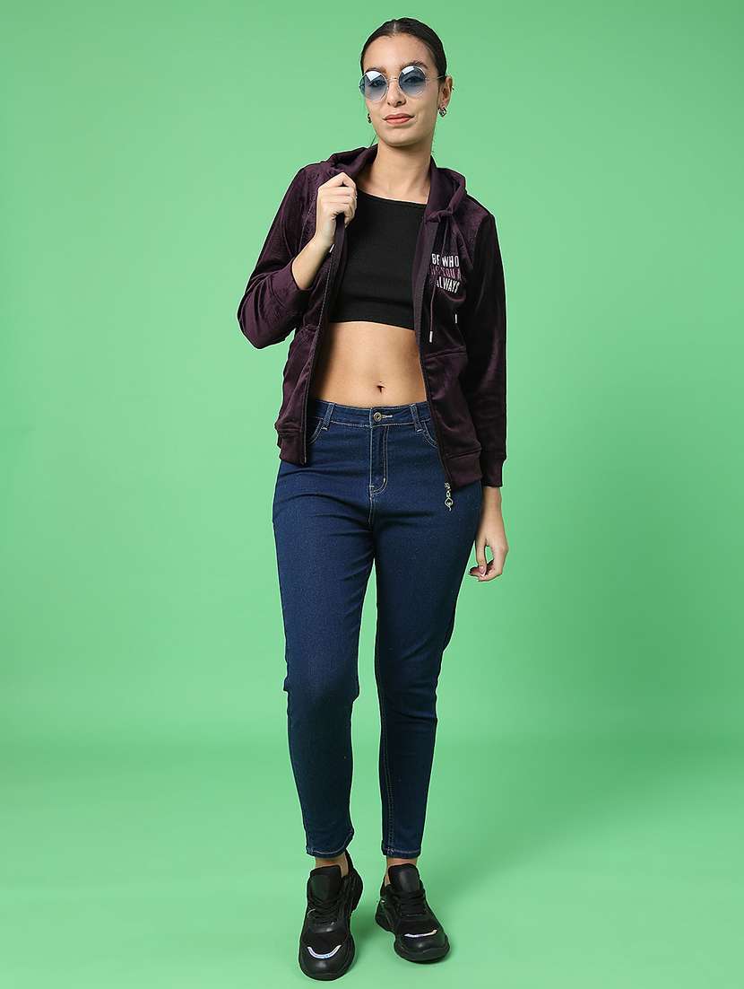 women typographic long sleeve hooded sweatshirt - 22105419 -  Standard Image - 3