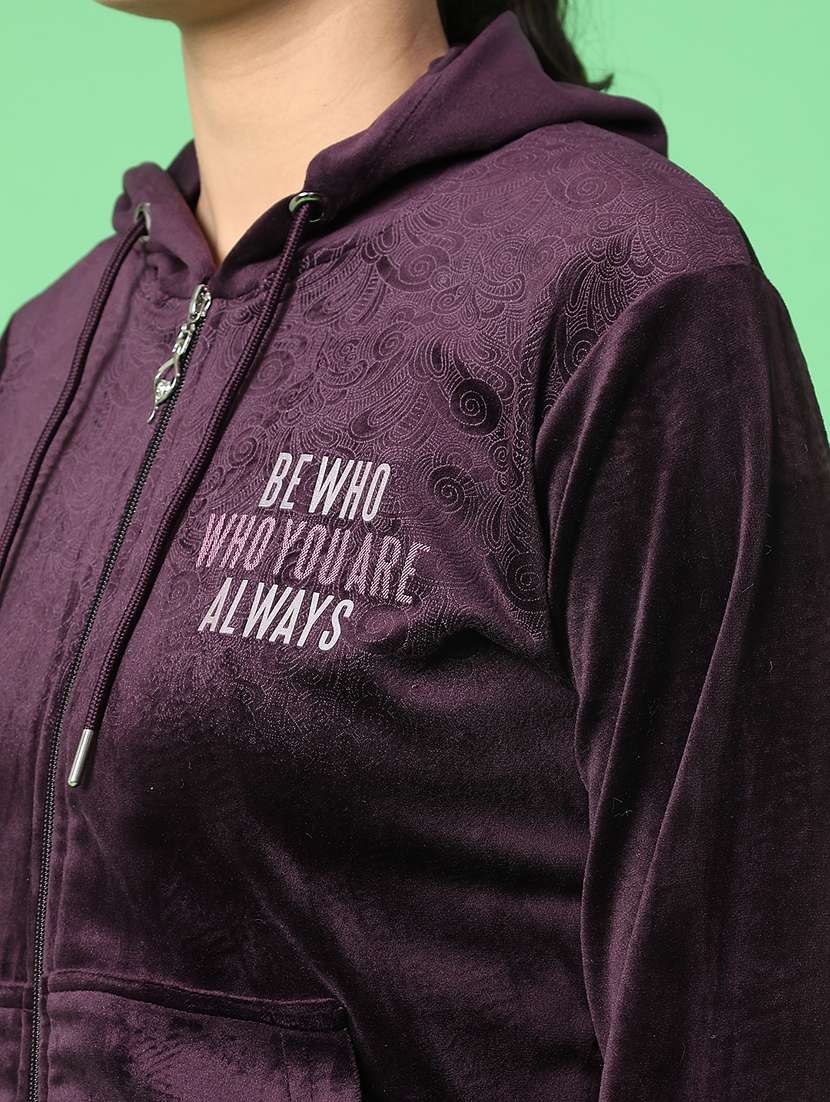 women typographic long sleeve hooded sweatshirt - 22105419 -  Standard Image - 5