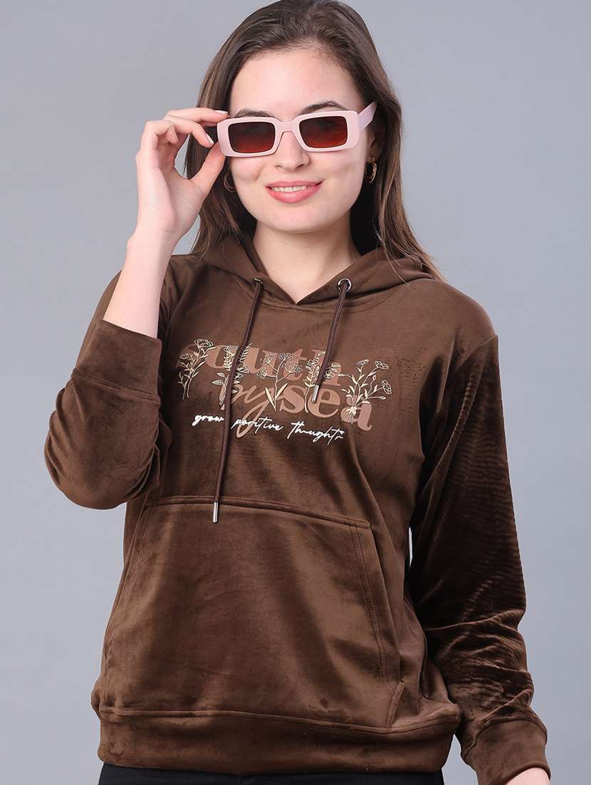 women typographic long sleeve hooded sweatshirt